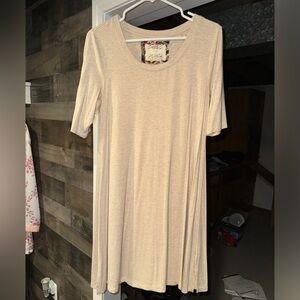 Cupio Nude Short Sleeve Shift Dress